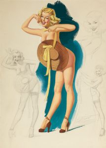 Ilustração: Pin-up with sun hat, Freeman Elliot